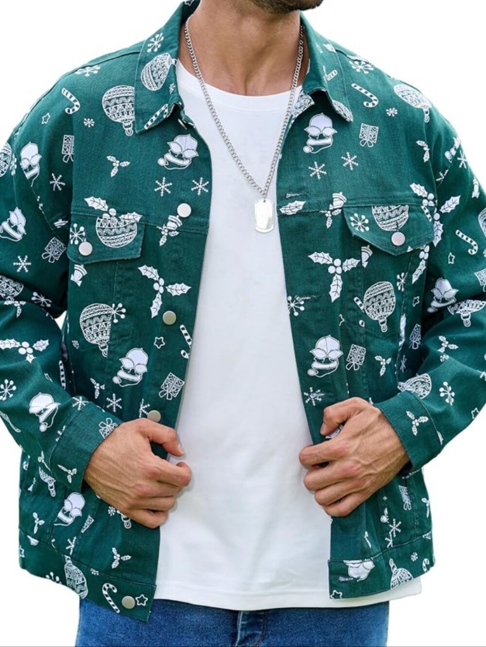 Men's Green Printed Lightweight Shirt Jacket